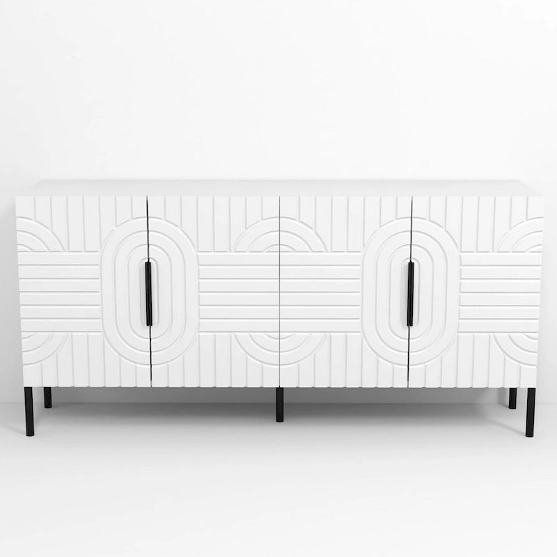 Meuble TV blanc Chic Elegance 63 pouces – Convient aux téléviseurs jusqu'à 65 pouces – 63 pouces de largeur
