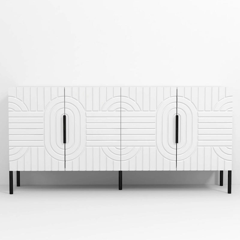 Meuble TV blanc Chic Elegance 63 pouces – Convient aux téléviseurs jusqu'à 65 pouces – 63 pouces de largeur