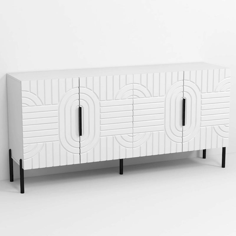 Meuble TV blanc Chic Elegance 63 pouces – Convient aux téléviseurs jusqu'à 65 pouces – 63 pouces de largeur