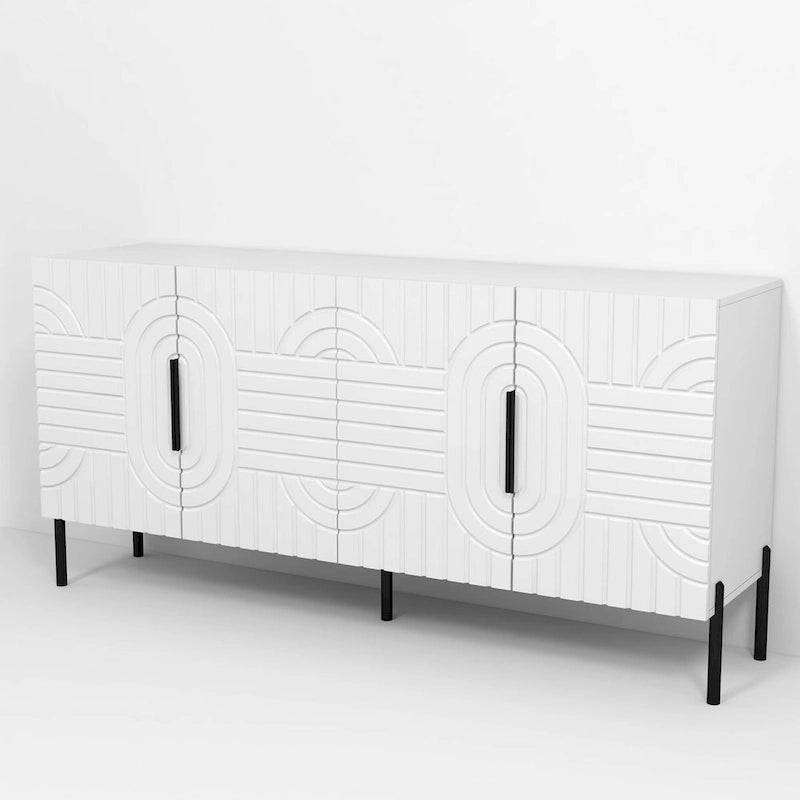 Meuble TV blanc Chic Elegance 63 pouces – Convient aux téléviseurs jusqu'à 65 pouces – 63 pouces de largeur