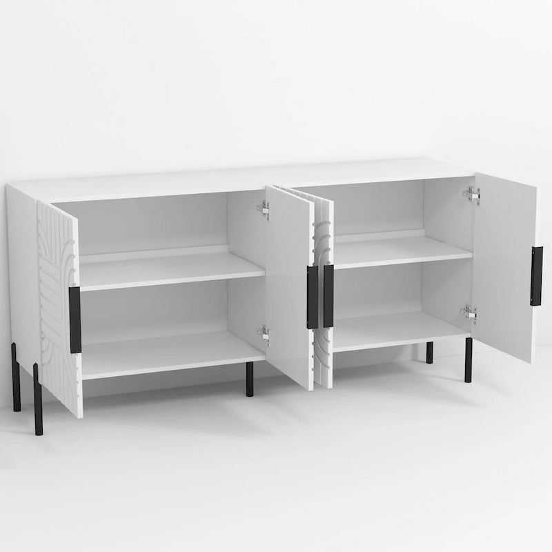 Meuble TV blanc Chic Elegance 63 pouces – Convient aux téléviseurs jusqu'à 65 pouces – 63 pouces de largeur