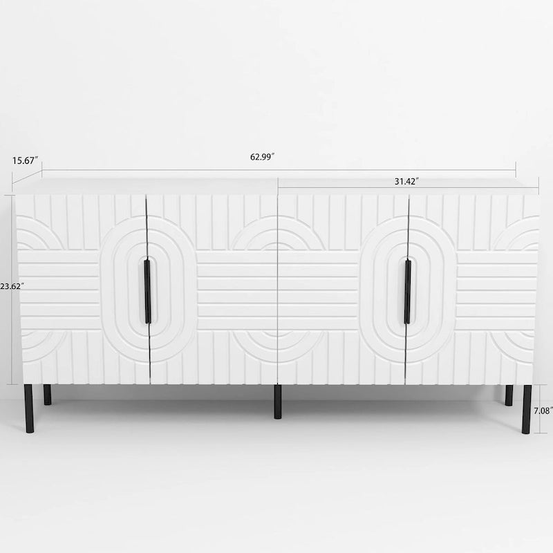 Meuble TV blanc Chic Elegance 63 pouces – Convient aux téléviseurs jusqu'à 65 pouces – 63 pouces de largeur