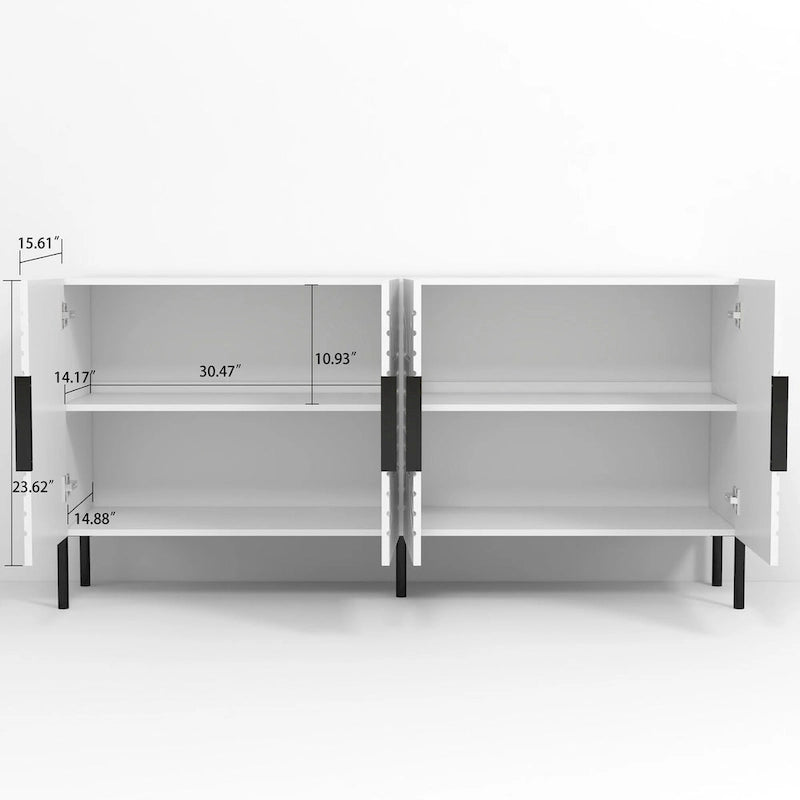 Meuble TV blanc Chic Elegance 63 pouces – Convient aux téléviseurs jusqu'à 65 pouces – 63 pouces de largeur