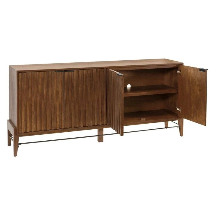 Console/Crédence moderne du milieu du siècle, console de bureau, crédence d'appoint, marron