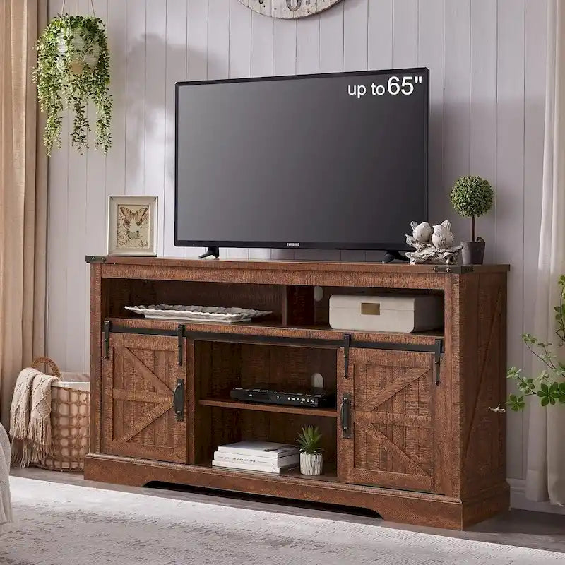 Meuble TV en bois de ferme, Meuble TV haut, Meuble console multimédia