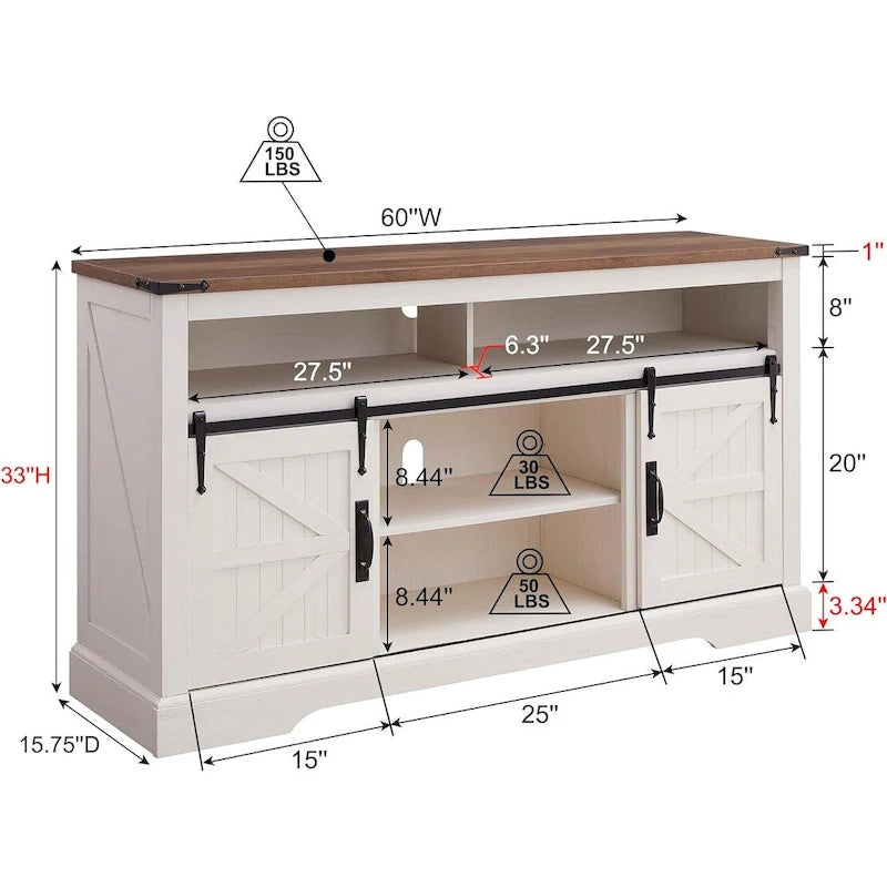 Meuble TV en bois de ferme, Meuble TV haut, Meuble console multimédia
