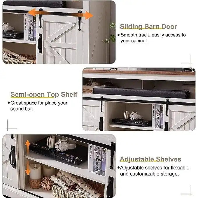 Meuble TV en bois de ferme, Meuble TV haut, Meuble console multimédia