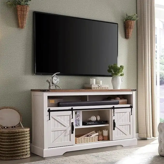 Meuble TV en bois de ferme, Meuble TV haut, Meuble console multimédia