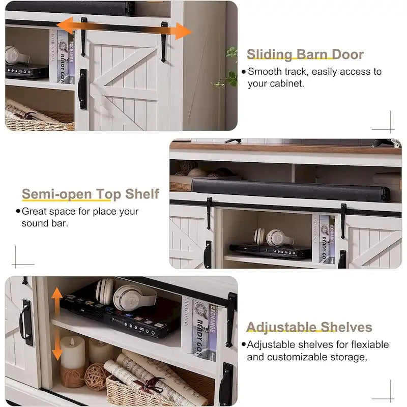 Meuble TV en bois de ferme, Meuble TV haut, Meuble console multimédia