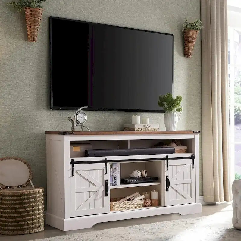 Meuble TV en bois de ferme, Meuble TV haut, Meuble console multimédia