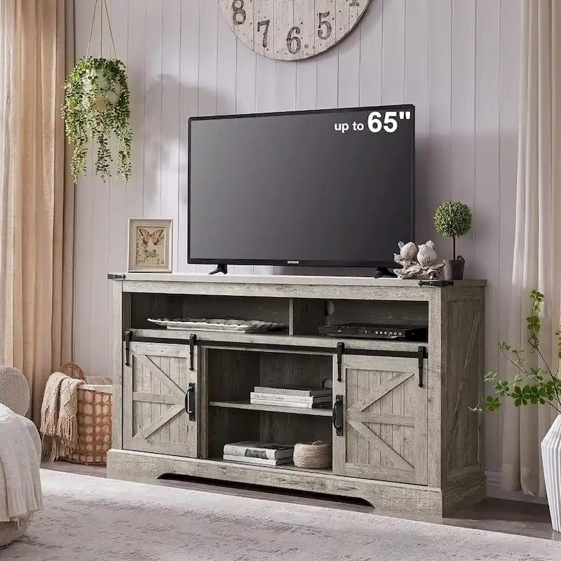 Meuble TV en bois de ferme, Meuble TV haut, Meuble console multimédia