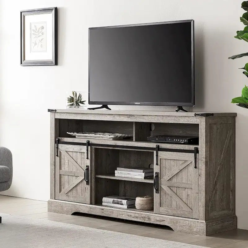 Meuble TV en bois de ferme, Meuble TV haut, Meuble console multimédia