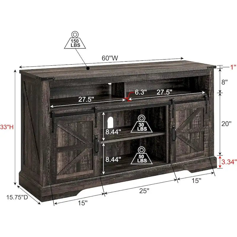 Meuble TV en bois de ferme, Meuble TV haut, Meuble console multimédia