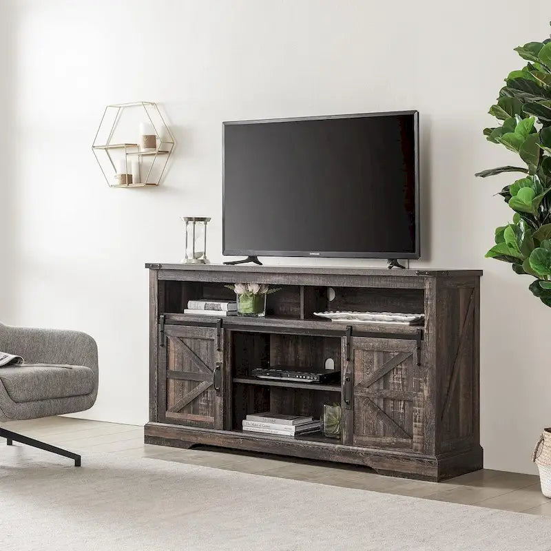 Meuble TV en bois de ferme, Meuble TV haut, Meuble console multimédia