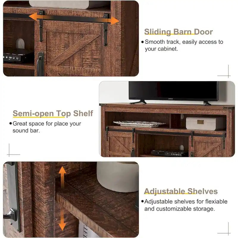 Meuble TV en bois de ferme, Meuble TV haut, Meuble console multimédia