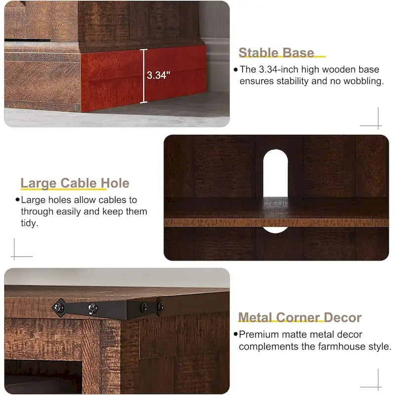Meuble TV en bois de ferme, Meuble TV haut, Meuble console multimédia