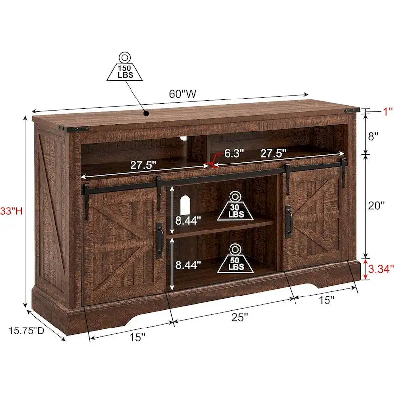 Meuble TV en bois de ferme, Meuble TV haut, Meuble console multimédia