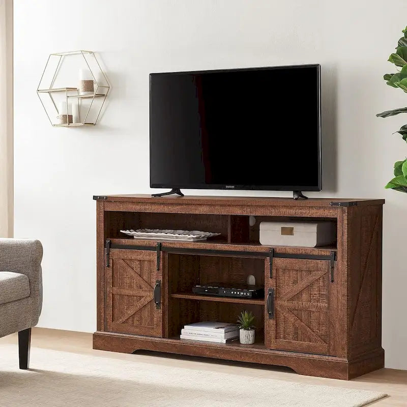 Meuble TV en bois de ferme, Meuble TV haut, Meuble console multimédia