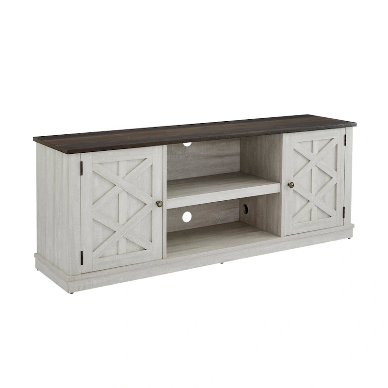 Meuble TV en bois foncé vieilli de 162,5 cm de large pour téléviseurs jusqu'à 70 po – 162,5 cm de large