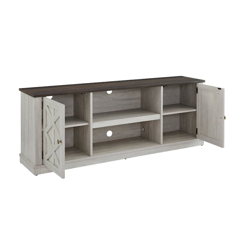 Meuble TV en bois foncé vieilli de 162,5 cm de large pour téléviseurs jusqu'à 70 po – 162,5 cm de large