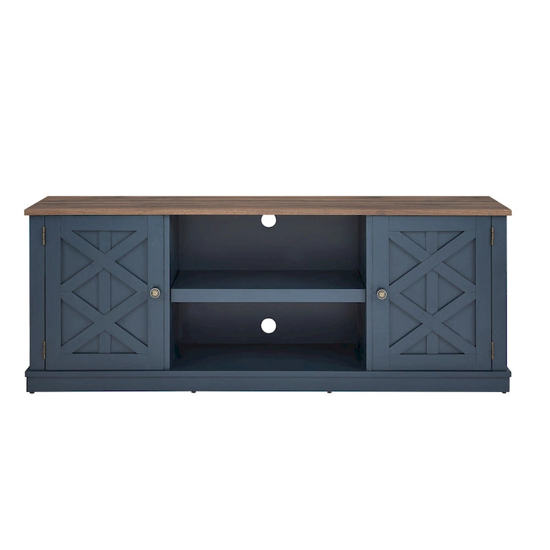Meuble TV en bois foncé vieilli de 162,5 cm de large pour téléviseurs jusqu'à 70 po – 162,5 cm de large