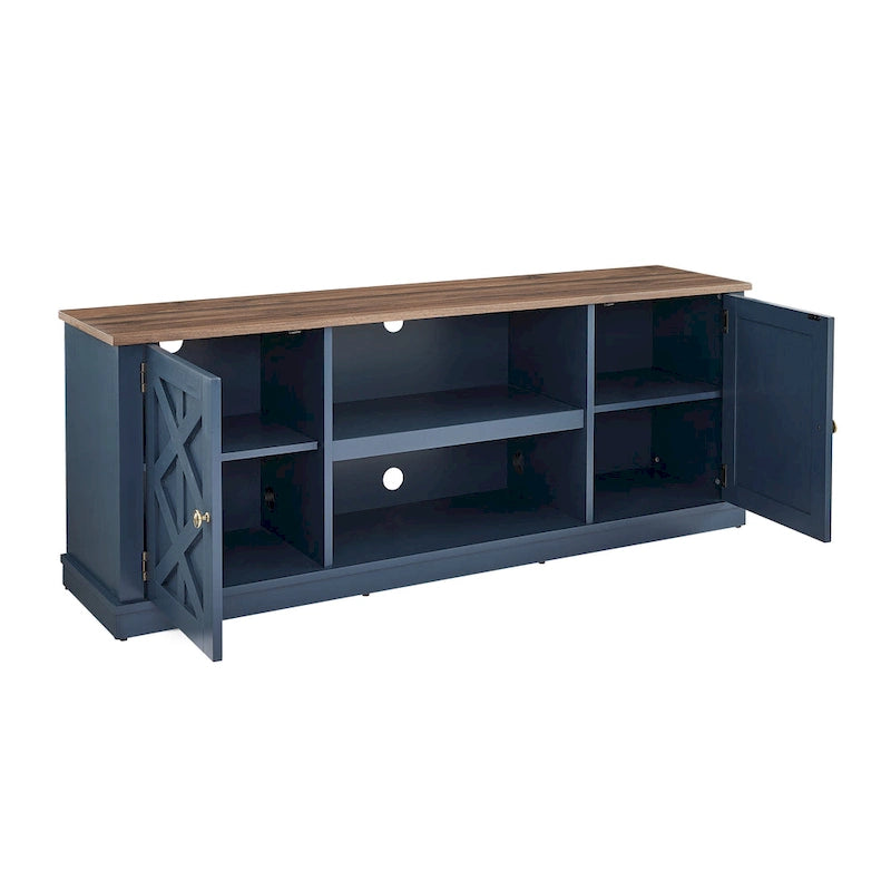 Meuble TV en bois foncé vieilli de 162,5 cm de large pour téléviseurs jusqu'à 70 po – 162,5 cm de large