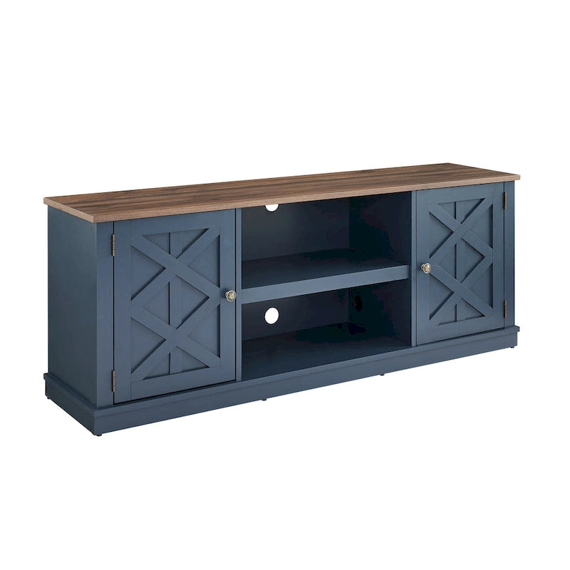 Meuble TV en bois foncé vieilli de 162,5 cm de large pour téléviseurs jusqu'à 70 po – 162,5 cm de large