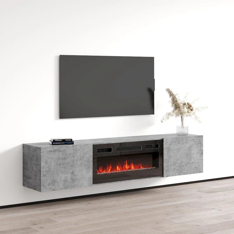Meuble TV flottant avec cheminée Baja BL-EF