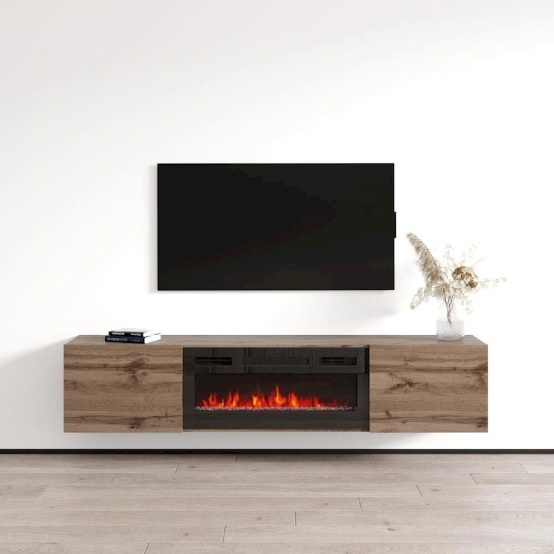 Meuble TV flottant avec cheminée Baja BL-EF
