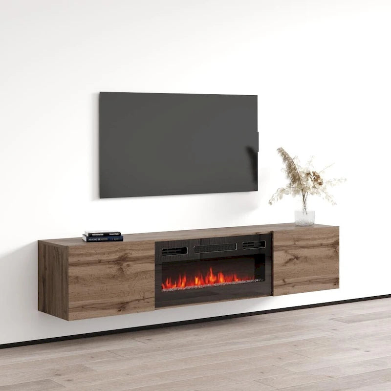 Meuble TV flottant avec cheminée Baja BL-EF