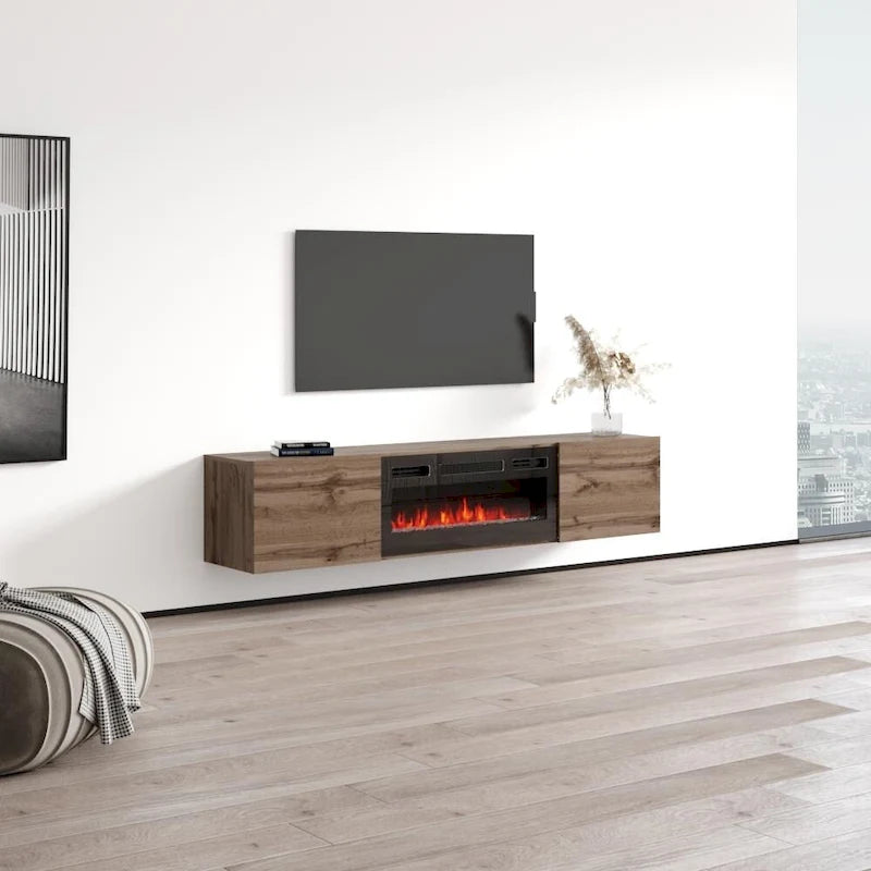 Meuble TV flottant avec cheminée Baja BL-EF