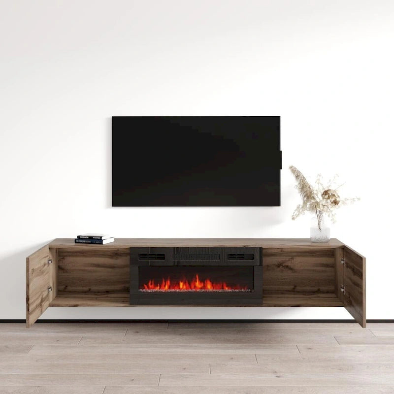 Meuble TV flottant avec cheminée Baja BL-EF