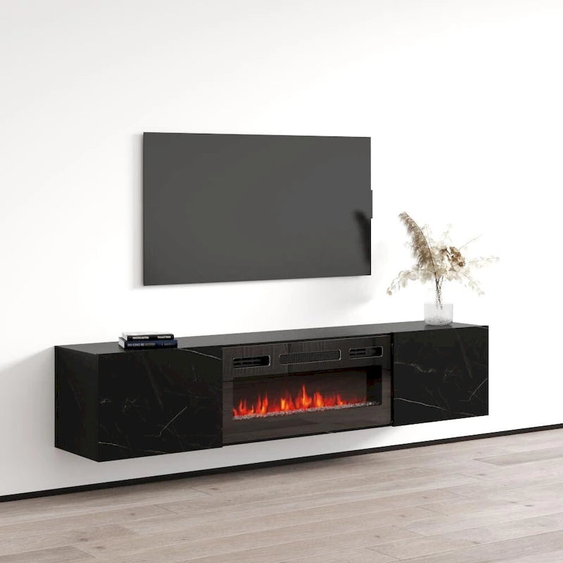 Meuble TV flottant avec cheminée Baja BL-EF