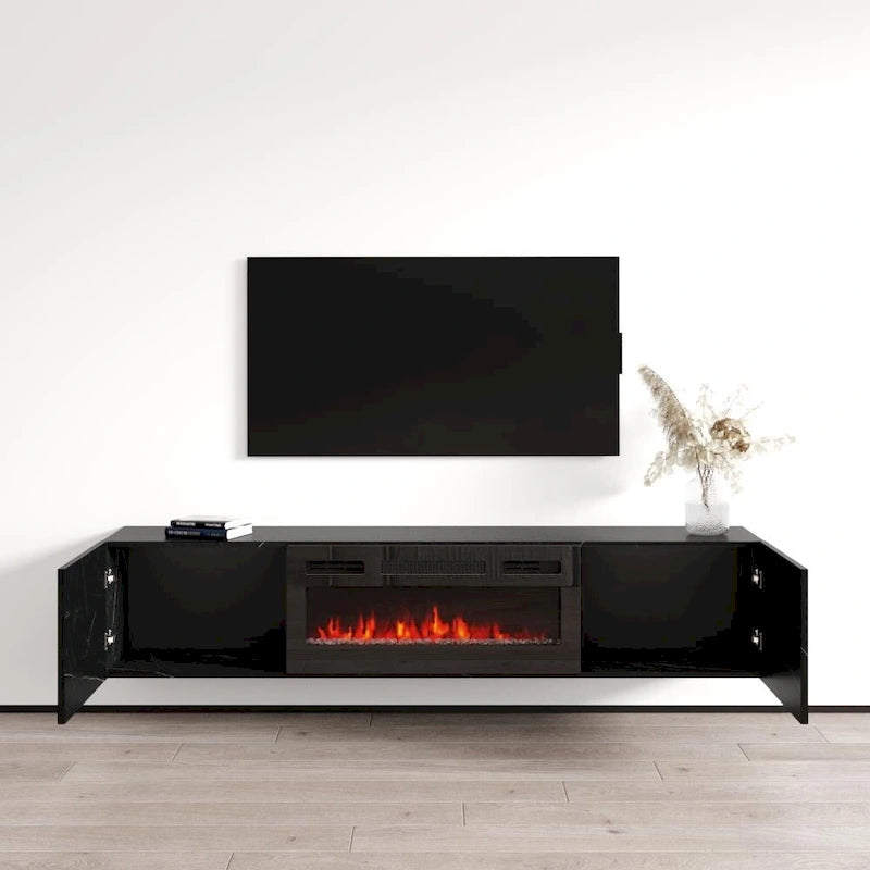 Meuble TV flottant avec cheminée Baja BL-EF
