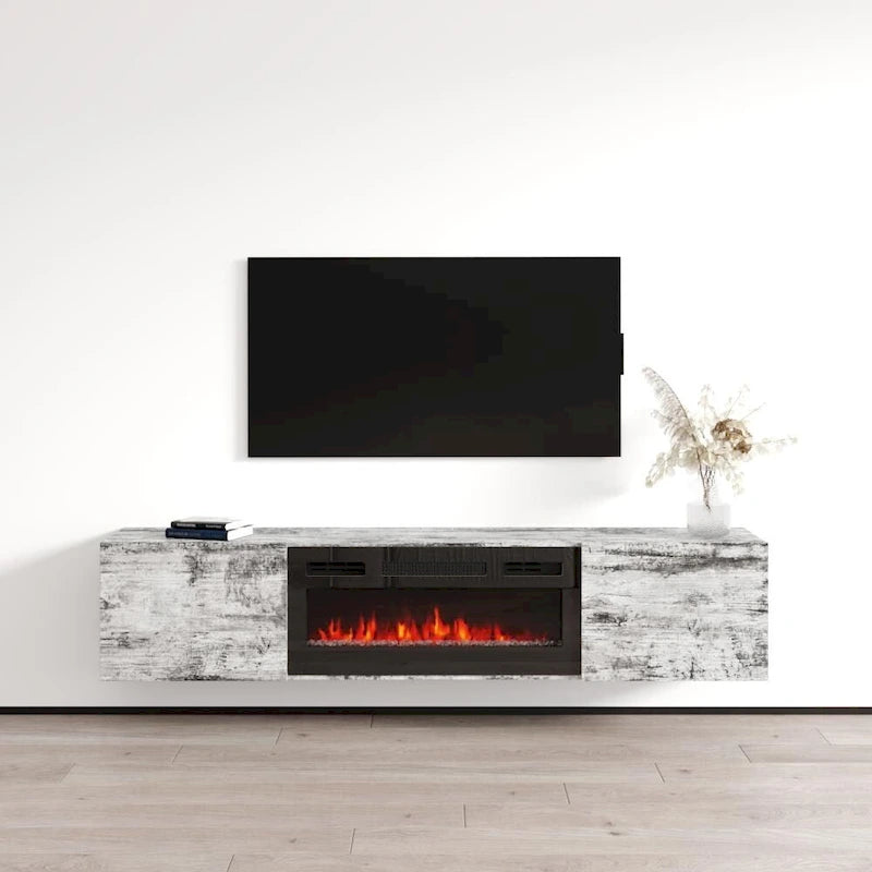 Meuble TV flottant avec cheminée Baja BL-EF