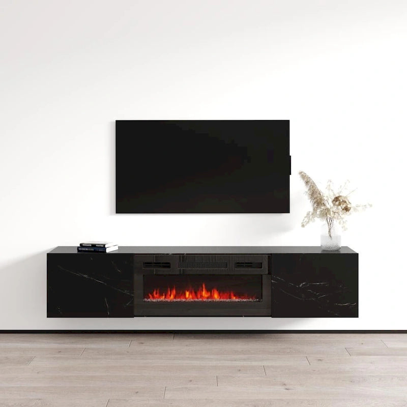 Meuble TV flottant avec cheminée Baja BL-EF