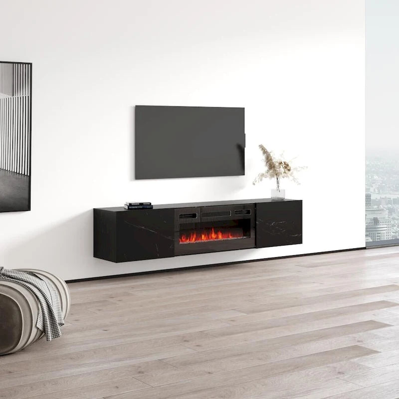 Meuble TV flottant avec cheminée Baja BL-EF