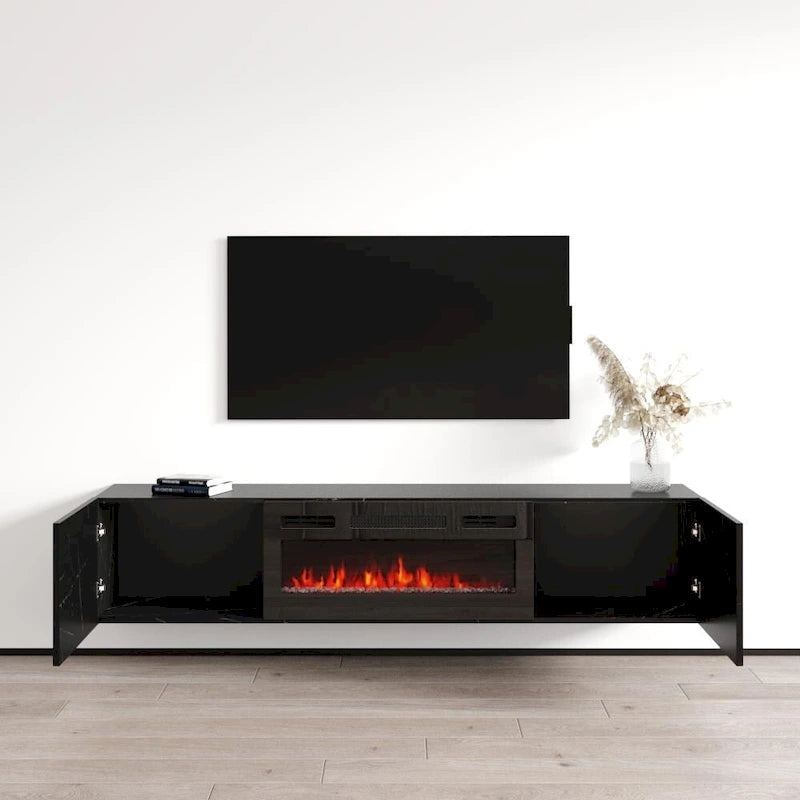 Meuble TV flottant avec cheminée Baja BL-EF