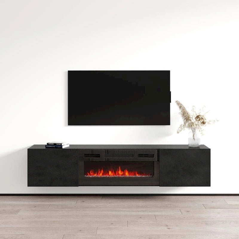 Meuble TV flottant avec cheminée Baja BL-EF