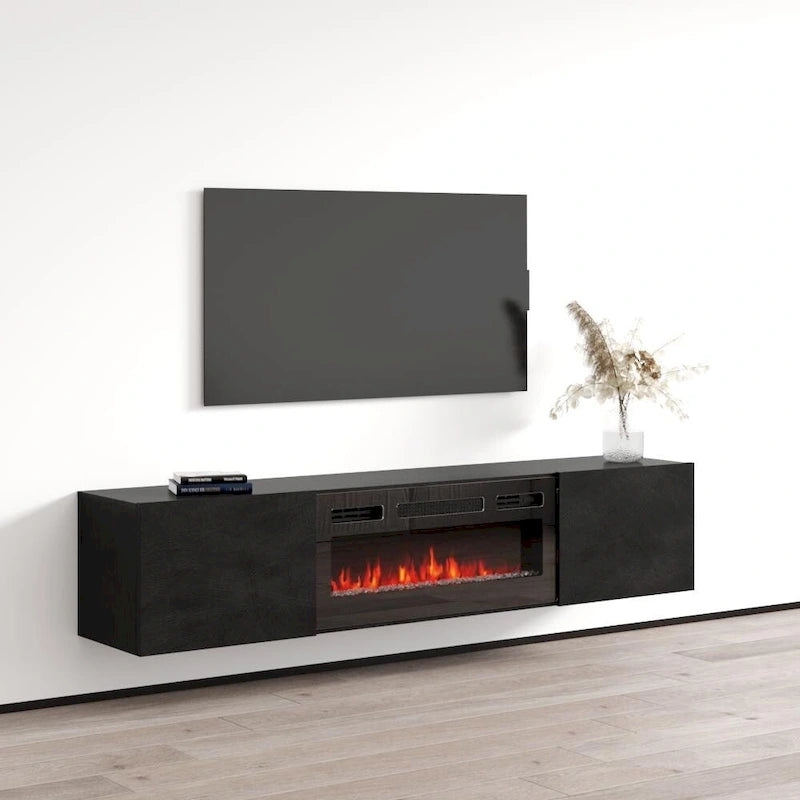 Meuble TV flottant avec cheminée Baja BL-EF