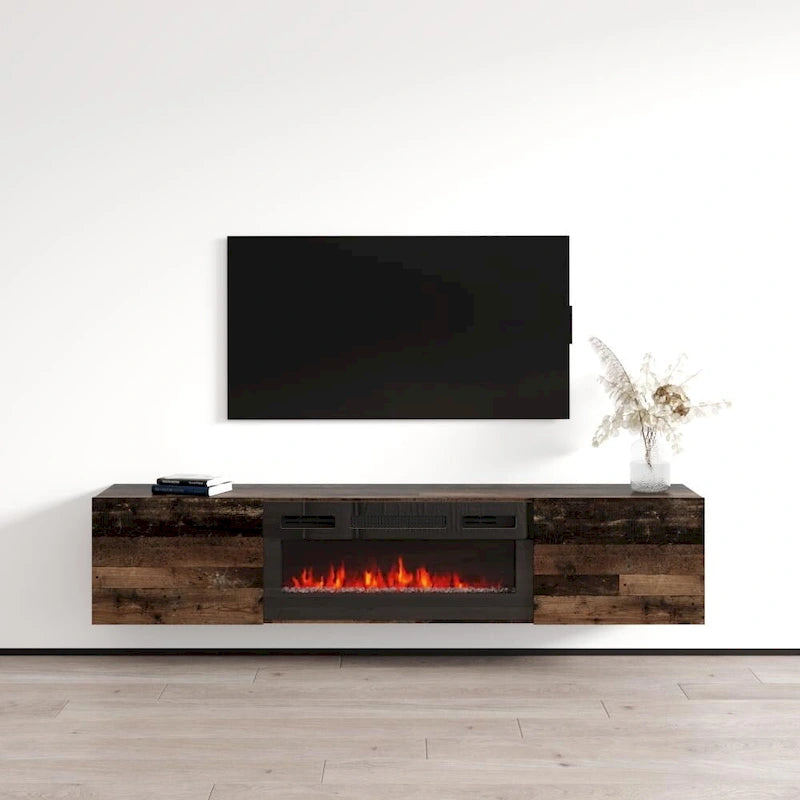 Meuble TV flottant avec cheminée Baja BL-EF