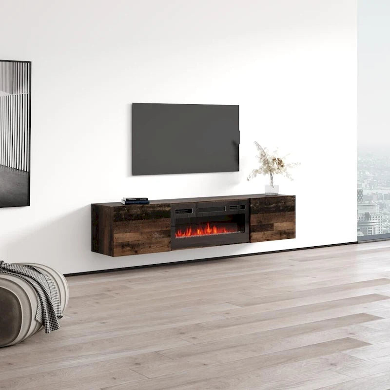 Meuble TV flottant avec cheminée Baja BL-EF