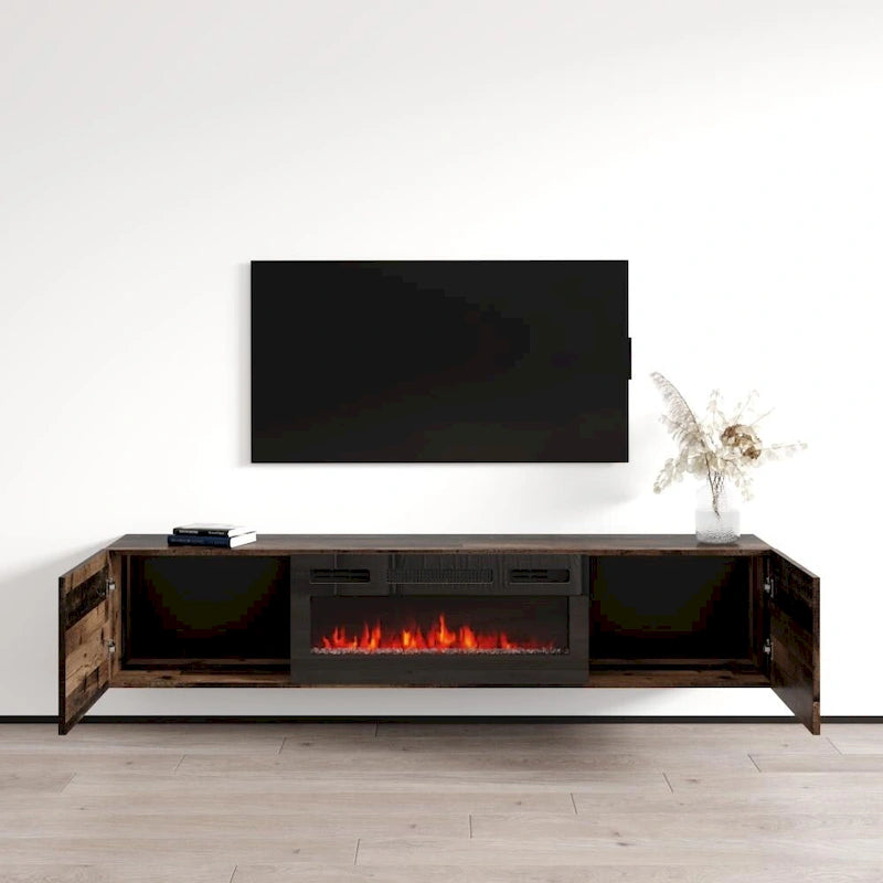 Meuble TV flottant avec cheminée Baja BL-EF