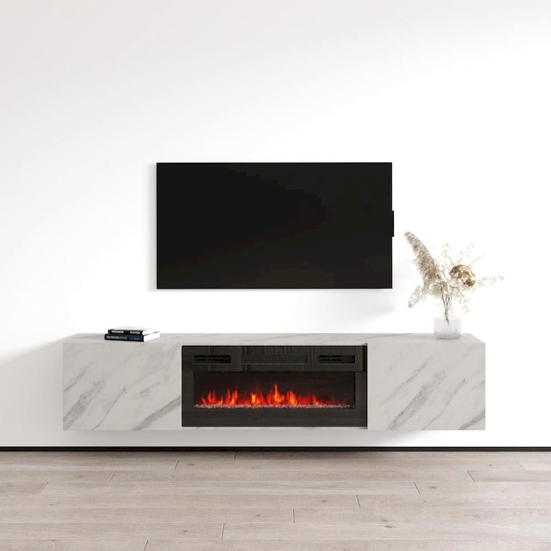 Meuble TV flottant avec cheminée Baja BL-EF