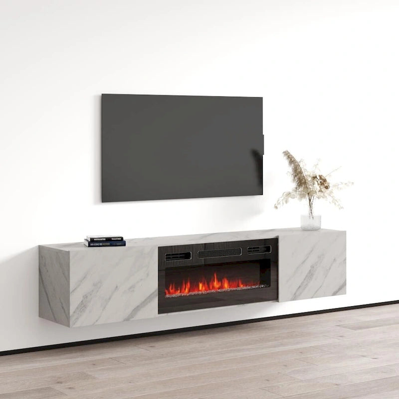 Meuble TV flottant avec cheminée Baja BL-EF