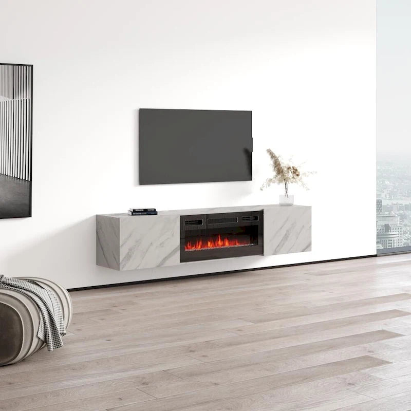 Meuble TV flottant avec cheminée Baja BL-EF