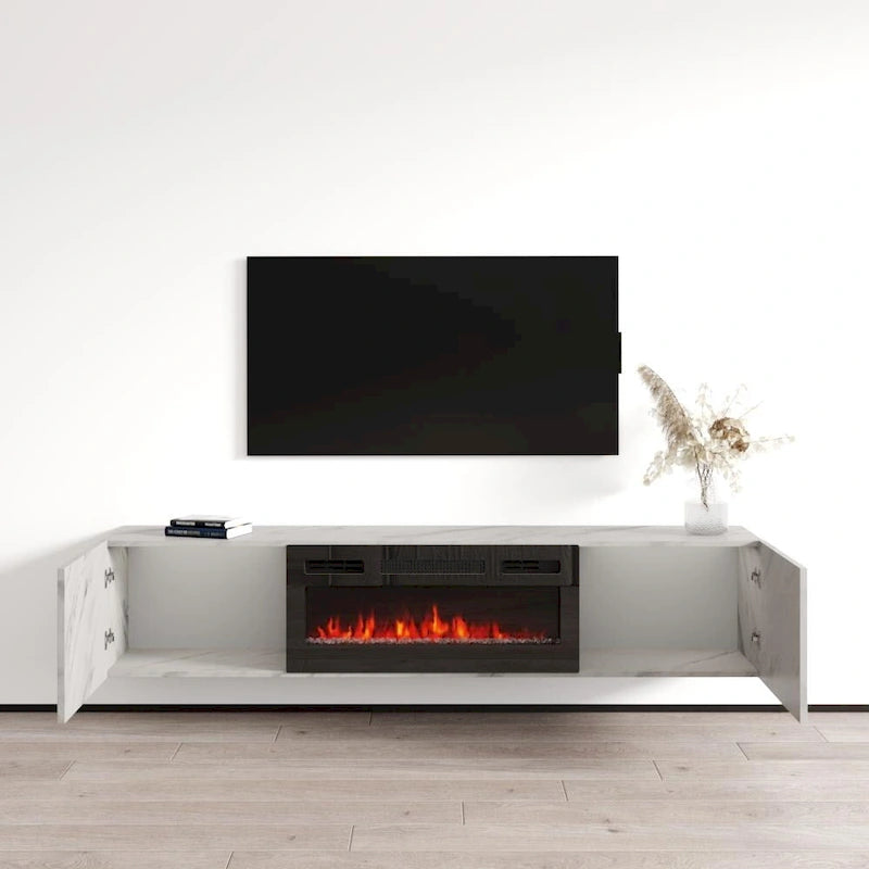 Meuble TV flottant avec cheminée Baja BL-EF