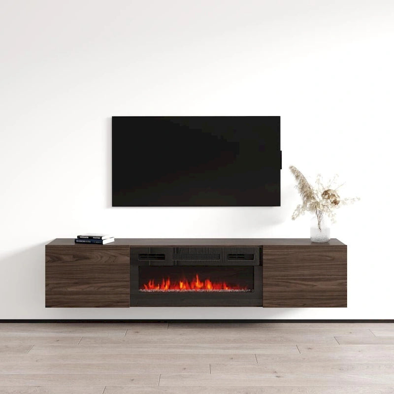 Meuble TV flottant avec cheminée Baja BL-EF