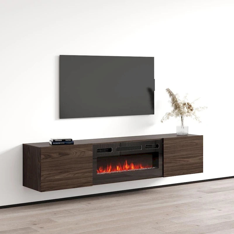 Meuble TV flottant avec cheminée Baja BL-EF