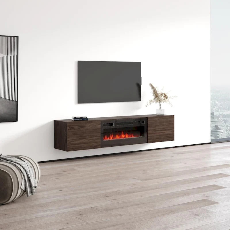 Meuble TV flottant avec cheminée Baja BL-EF